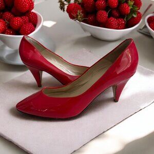 MANSUR GAVRIEL Red Patent Leather Kitten Heels Size 40